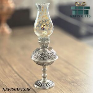 چراغ گردسوز کروم طرح رز | هدیه‌ای نوستالژیک و ماندگار - نفیس گیفت